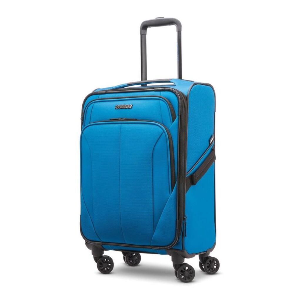 Phenom Softside Carry On Spinner Suitcase - Blue: Solid Luggage 4 Wheels